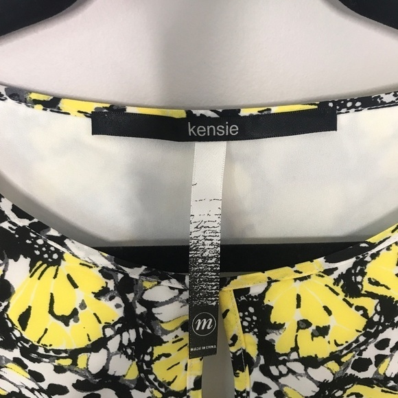 KENSIE | Black + Yellow Butterfly Midi Dress - Picture 5 of 9